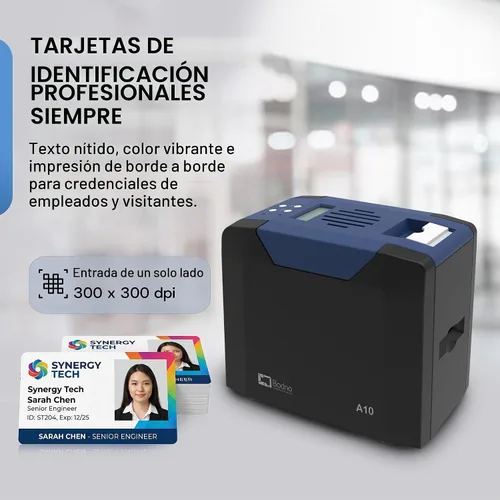 Vista 4 de Bodno Impresora de tarjetas de identificación de una sola cara A10 y paquete completo de suministros con software Bronze Edition Software Edición