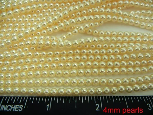 Vista 5 de Perlas de imitación de cristal redondas checas, 600 piezas (4 x 150 piezas) de perla crema de 0.079 in