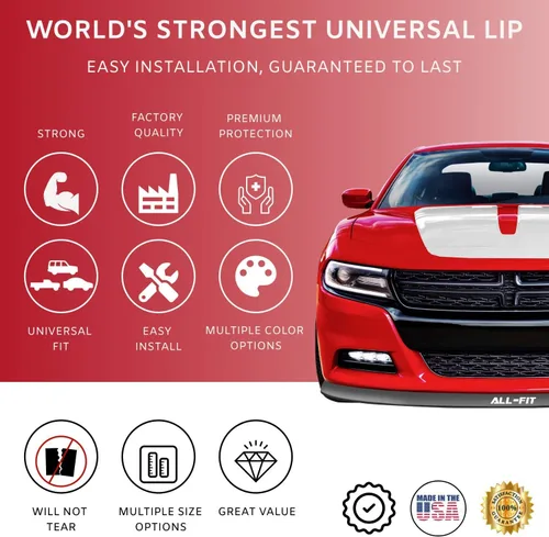 Vista 2 de All-Fit Automotive Kit Divisor de Labio de Parachoques Universal de 3.5 Pulgadas - Protector de Alerón de Barbilla para Delantero o Trasero - Los