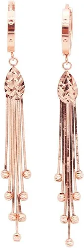 Vista 6 de SAGEKING 2024 New 585 Purple Gold Soft Chain Tassel Round Bead Drop Earrings For Women Exquisite Long Elegant Wedding 14K Rose Gold High Jewelry