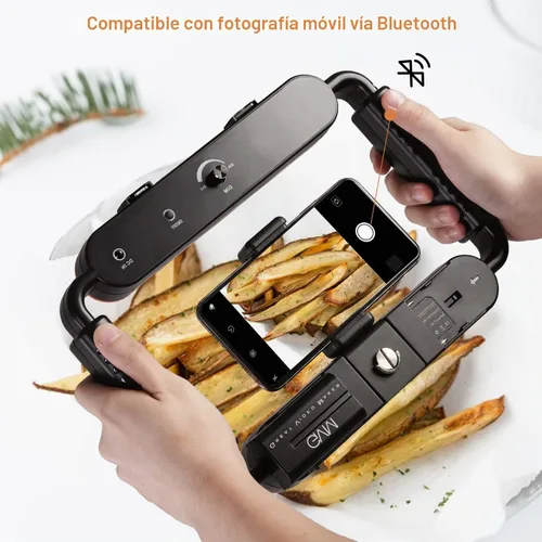 Vista 6 de GVM - Kit de luz estabilizadora de cardán para teléfono inteligente, kit de creador de contenido, equipo LED de 5600 K con micrófono y trípode