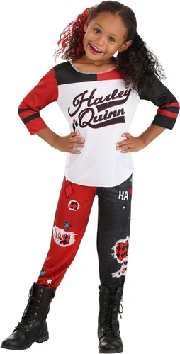 Vista 5 de Disfraz de escuadrón suicida Harley Quinn para niños, negro, blanco, rojo, (Black,Red,White)