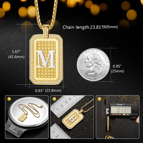 Vista 2 de Zillaly Collar con dije de inicial, letra mayúscula, oro de 18 quilates, joyería de diamantes A-Z para hombres y mujeres, regalo de Navidad, Acero
