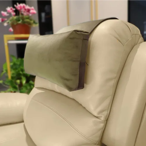 Vista 15 de Almohada antideslizante para la cabeza para reclinables - Cojín de apoyo para el cuello con cubierta de terciopelo para alivio del dolor en el Beige