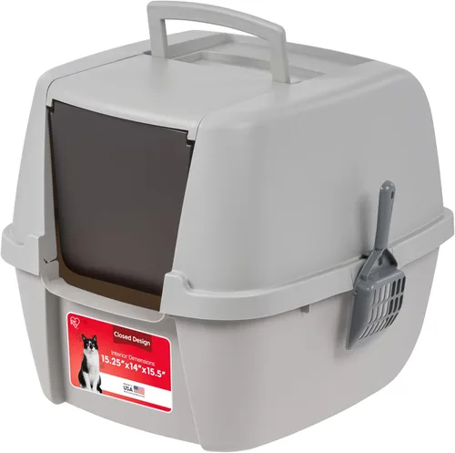 Vista 12 de IRIS USA Gabinete de caja de arena esquinera para gatos con pala, caja de arena pequeña para gatos con tapa, gabinete de caja de arena de esquina