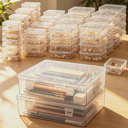 Vista 2 de Goodma Organizadores pequeños de cuentas, 78 piezas de tamaños mixtos, cajas de almacenamiento de plástico transparentes, mini contenedores