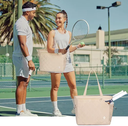 Vista 7 de KAVIGOR Bolsa de tenis con compartimento para zapatos - Bolsa extragrande acolchada para pickleball con capacidad para 2-4 raquetas, resistente al