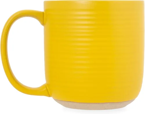 Vista 11 de Elanze Designs Tazas de café de cerámica acanalada de 16 onzas con fondo de arcilla cruda, paquete de 2, color negro