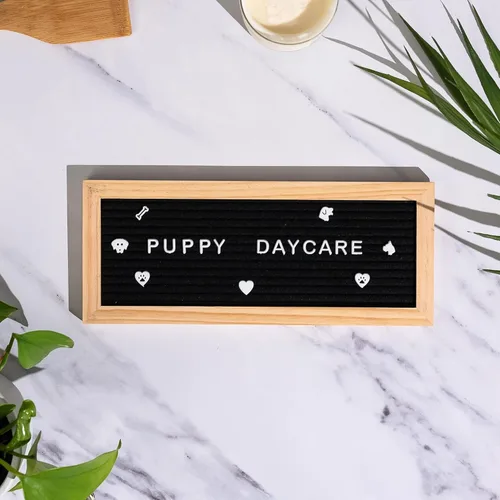 Vista 5 de Tablero de letras pequeñas Mini marco de madera de fieltro negro con letras blancas de 12 x 5 pulgadas Tableros de letreros intercambiables