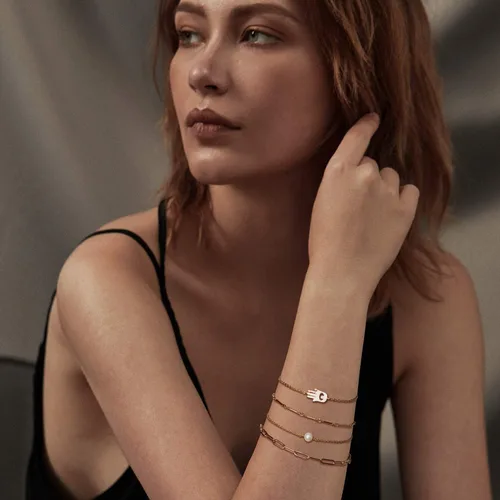 Vista 2 de Pulsera de cadena LOYATA de oro de 14 quilates, regalo de joyería simple y delicada para mujeres