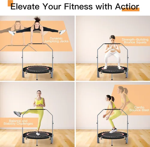 Vista 7 de ALTLER Mini Rebotador de Fitness Plegable de 40"/48" con Mango de Espuma Ajustable, Carga Máxima de 330/440 lbs, Rebotador de Ejercicio