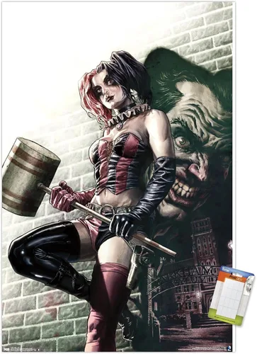 Vista 12 de Trends International DC Comics - Póster de pared de Harley Quinn, 14.725 x 22.375 pulgadas, versión enmarcada de madera de granero