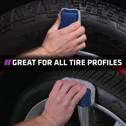 Vista 4 de VIKING Esponjas aplicadoras de brillo de neumáticos, malla multiusos y almohadilla aplicadora de microfibra para detalles de automóviles, azul