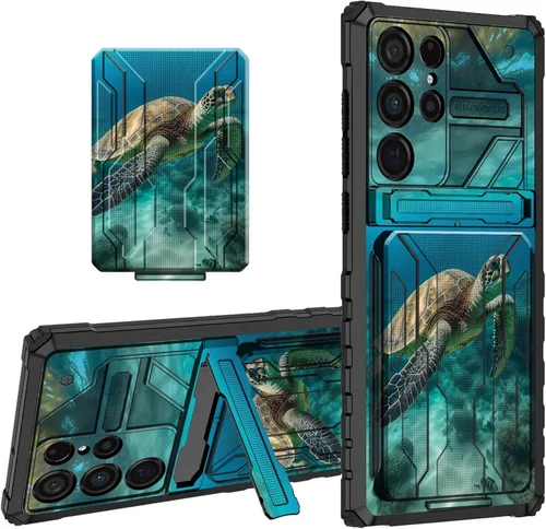 Vista 41 de Funda protectora de TPU suave para Samsung Galaxy A03S con soporte para tarjeta de crédito y soporte de doble capa de policarbonato duro de TPU