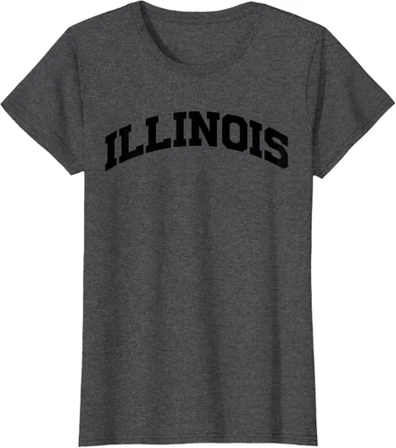 Vista 6 de Illinois Gift - Camiseta de diseño deportivo con texto universitario, gris, S