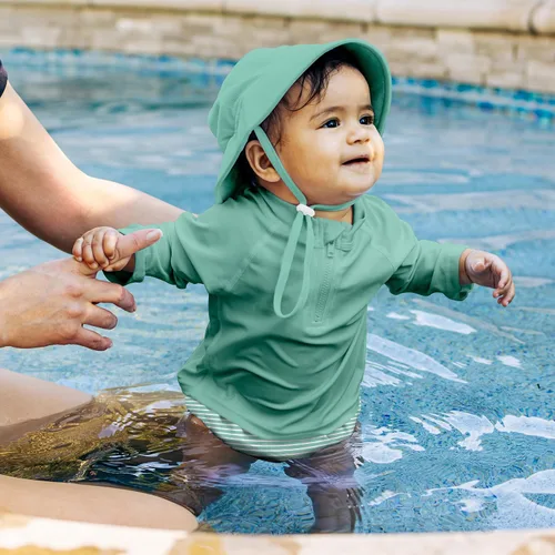 Vista 2 de green sprouts Pañal de natación Eco Snap para bebé, rayas menta, 3T