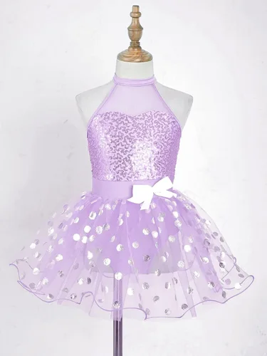 Vista 71 de CHICTRY Vestido tutú de ballet con lentejuelas brillantes para niñas y niñas, moderno disfraz de baile latino de jazz
