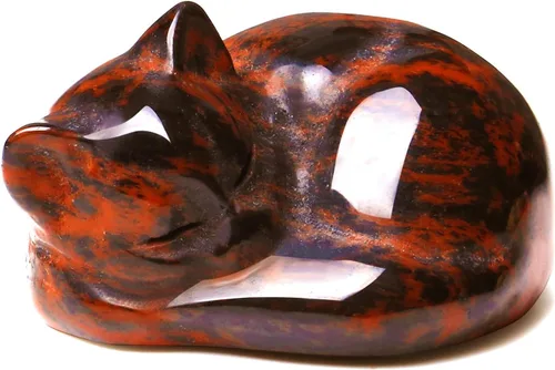 Vista 28 de QINJIEJIE Estatua de Gato de Obsidiana Negra Decoración de Cristales y Piedras Curativas Figura de Gatos Durmiendo Piedra Estatua Regalo Gemas