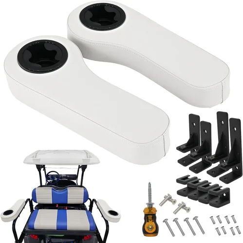 Vista 10 de XUANYUDG0769 Reposabrazos de carrito de golf con portavasos para EZGO TXT Club Car DS Precedent y Yamaha Kit de asiento trasero, marco de soporte