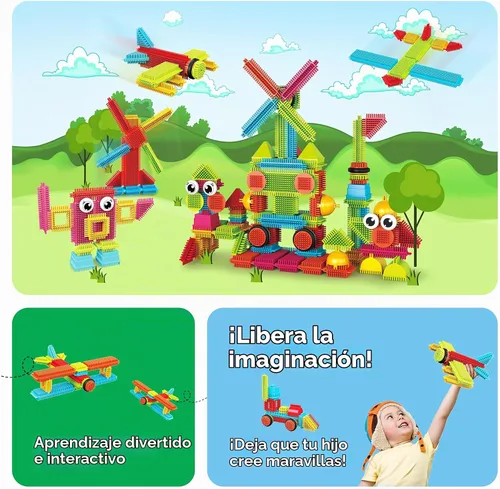 Vista 5 de Picasso Toys Bloques de Erizo 4 Figuras de Personajes de Acción Familiar Juguete para Niños Pequeños Construcción Bloques de Baldosas Paquete