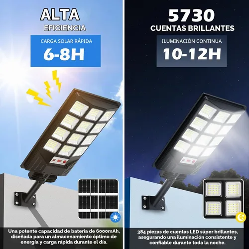 Vista 2 de Luces solares de calle para exteriores, luces impermeables con sensor de movimiento y control remoto, 20000 lm, 6500 K, del atardecer al amanecer