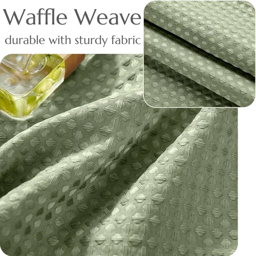 Vista 3 de Cenefa con textura de tejido waffle para cocina, cortinas de ventana impermeables (60 x 18 pulgadas, Sage, un panel)