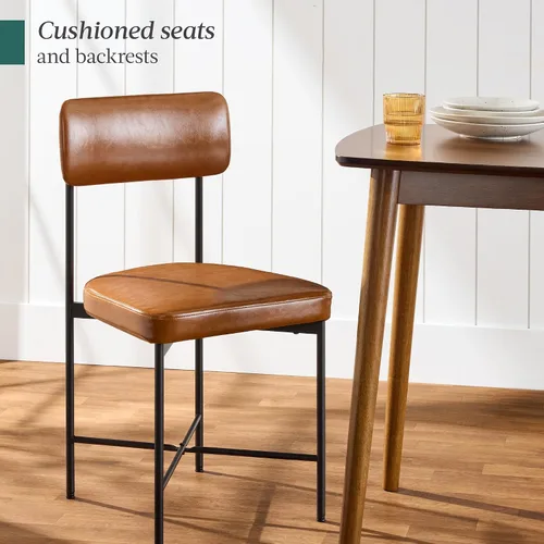 Vista 6 de Best Choice Products Juego de 2 sillas de comedor de piel sintética, altura estándar, cojines acolchados con marco de metal para cocina y comedor