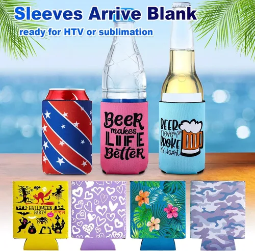 Vista 2 de 72 fundas enfriadoras de latas a granel, enfriadores de latas de cerveza en blanco, para fiestas, bebidas de cerveza, soporte a granel, fundas