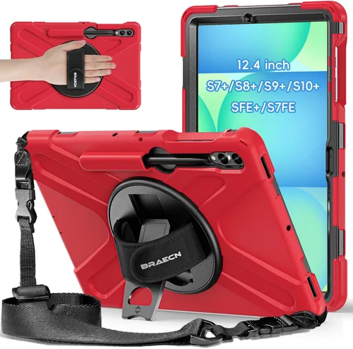 Vista 9 de BRAECNstock Funda para Samsung Galaxy Tab S10 Lite/ S10 FE/ S9 FE/ S9/ S8/ S7 5G Funda de 10.9"/11", Funda Protectora a Prueba de Golpes con Soporte