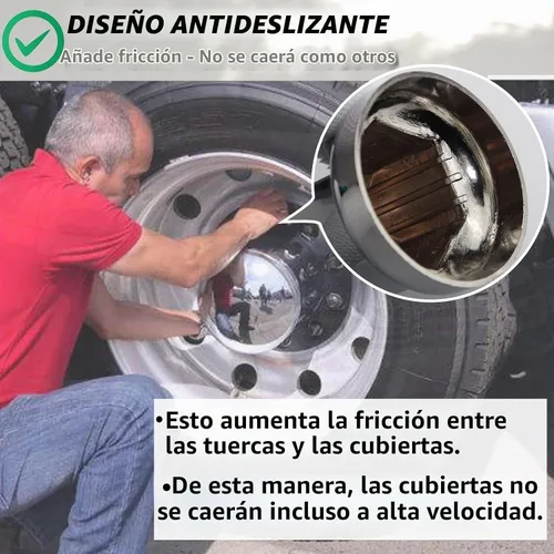 Vista 3 de iBroPrat 33mm Cubiertas de tuerca cromadas, cubiertas de tuerca de plástico cromado ABS con bridas en forma de bala, para camiones semirremolque