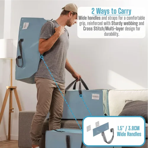 Vista 81 de VENO Paquete de 6 bolsas de mudanza resistentes con correas de mochila, cremalleras y asas, bolsas de embalaje extragrandes para artículos