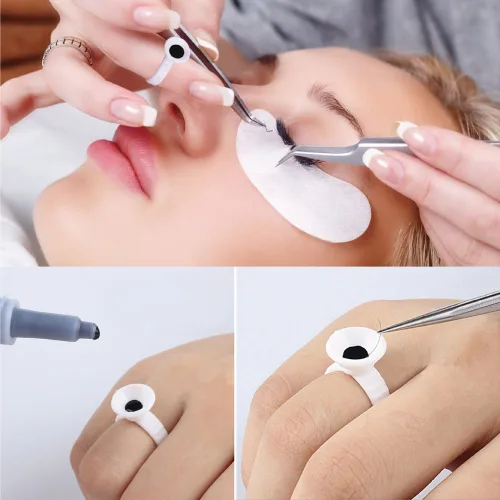 Vista 6 de 100pcs Microblading Pigmento Pegamento Anillos Tatuaje Tinta Titular Para Maquillaje Semi Permanente