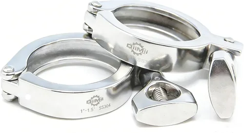 Vista 17 de Acero inoxidable 304 Single Pin Heavy Duty Tri Clamp con tuerca de ala para virola TC 1.5 "con 1 unid junta de silicona