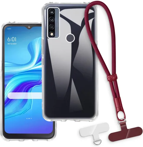 Vista 17 de Estuche y correa de muñeca para TCL 20 A 5G - transparente+negro Funda transparente + correa negra