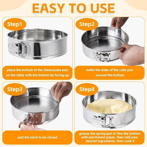 Vista 12 de Molde desmontable de 10 pulgadas para hornear, molde de acero inoxidable 304 para tartas de queso con parte inferior extraíble, incluye 12 boquillas
