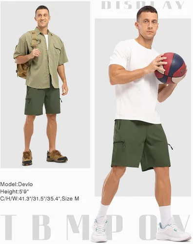 Vista 7 de TBMPOY Pantalones cortos de senderismo para hombre con 5 bolsillos con cremallera, 9 pulgadas, ligeros, para exteriores, trabajo, atletismo, viajes