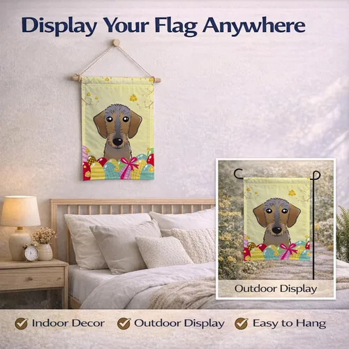 Vista 331 de Caroline's Treasures BB1923GF Bandera decorativa para jardín con diseño de Border Collie, para caza de huevos de Pascua, para jardín, jardín, patio