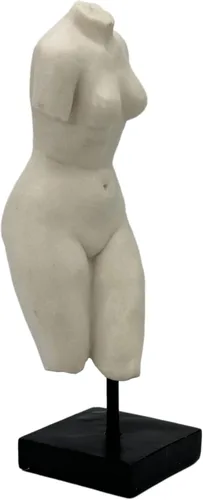 Vista 3 de Galt International Estatua de cuerpo de mármol de polietileno de 13.5 pulgadas con pedestal negro para decoración del hogar, escultura de dios