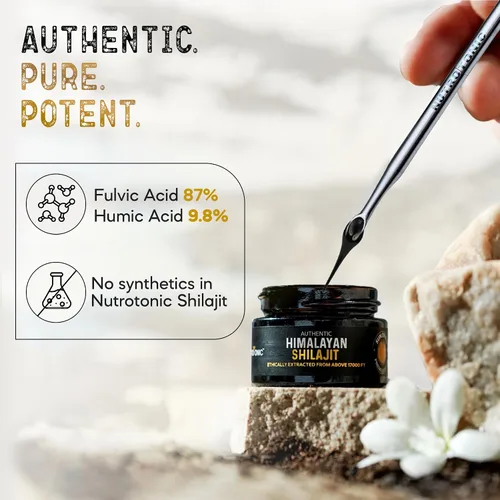 Vista 5 de NutroTonic Auténtico Shilajit del Himalaya El más potente 60 días secado al sol 40X Nano filtrado 86.7% ácido fúlvico, 8.7% ácido húmico