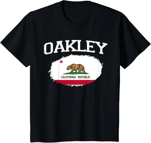 Vista 75 de OAKLEY CA CALIFORNIA Flag Vintage USA Sports Hombre Mujer Camiseta, Negro