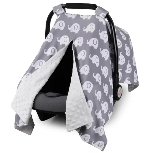 Vista 8 de Funda para Asiento de Coche Rquite para Bebé, Fundas para Asiento de Coche para Niño, Funda para Asiento de Coche de Invierno de Minky, Dosel