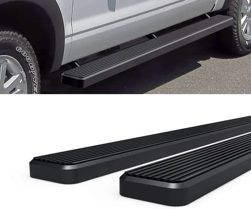 Vista 6 de APS Estribos de 5 pulgadas negro mate compatibles con Ford Explorer Sport Trac 2007-2010 Crew Cab acero inoxidable