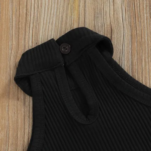 Vista 80 de TheFound Trajes de verano para niñas pequeñas, sin mangas, de punto acanalado, halter, pantalones cortos, ropa para recién nacidos, conjunto de 3