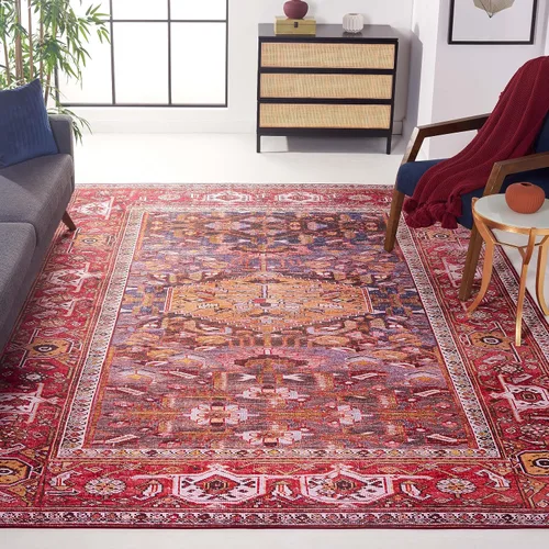 Vista 12 de SAFAVIEH Tucson Collection - Alfombra lavable de 2 pies 6 x 6 pies, color azul marino y resistente al óxido, antideslizante, ideal para zonas