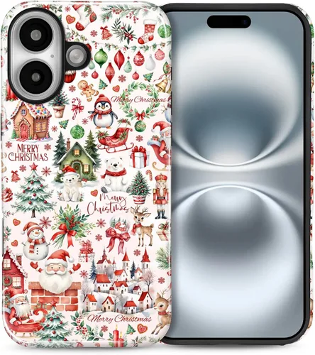 Vista 36 de Funda para iPhone 13 iPhone 14, a prueba de golpes, funda protectora híbrida de 2 capas, doble protección contra caídas, antiarañazos, diseño Rojo
