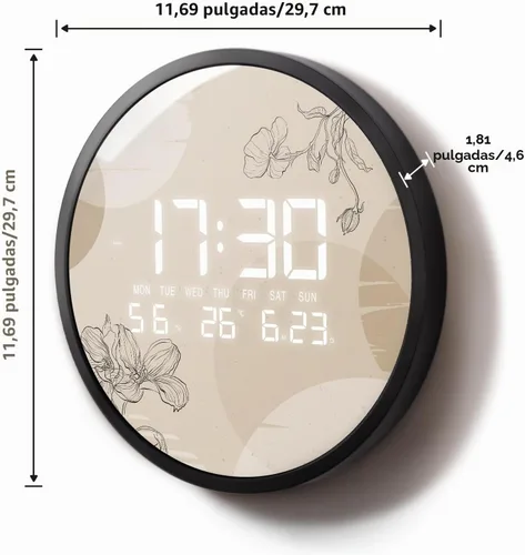 Vista 2 de Reloj de pared LED digital para el hogar y la oficina, bohemio, 12" Estilo bohemio