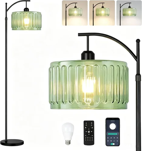 Vista 19 de QIYIZM - Lámpara de pie con diseño de árbol de 3 bombillas; alta, rústica, estilo rural, industrial y boho, pantalla de mimbre y bambú; para sala