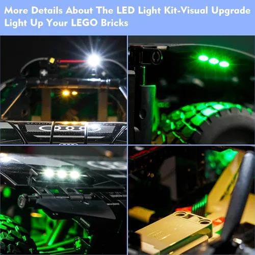 Vista 3 de LocoLee Kit de luces LED compatible con Lego Audi RS Q e-tron 42160, 2023, juego de iluminación creativa, accesorios compatibles con Lego Technic
