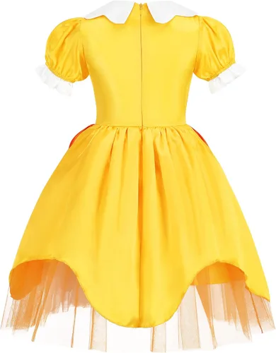 Vista 6 de Oskiner Princess Daisy Costume for Girls,Princess Daisy Dress for Kids Cosplay Halloween Dress Up Outfit