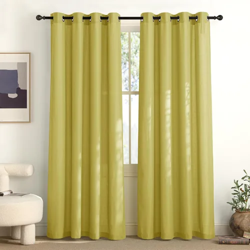 Vista 134 de NICETOWN - Cortinas de lino angora para ventana de cocina sobre el fregadero, con ojales, lino grueso angora, tratamientos cortos para ventanas
